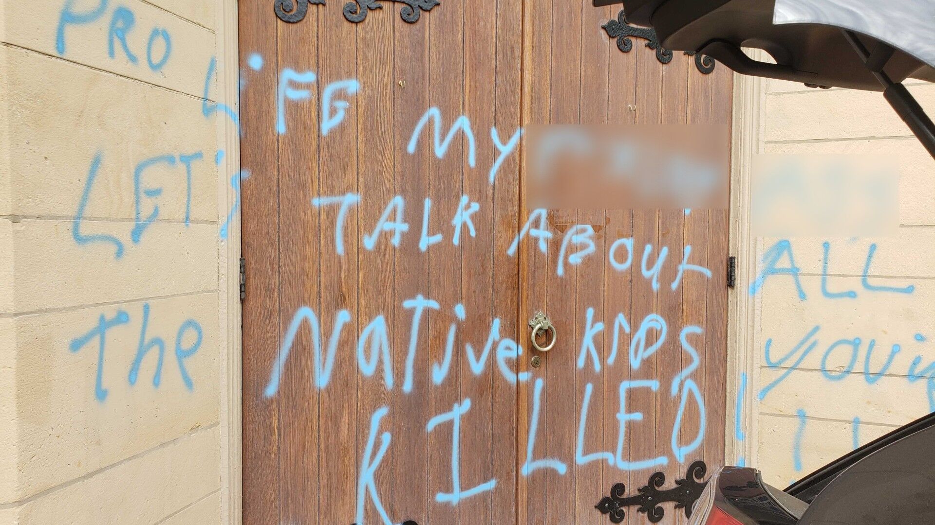 St Bernards vandalism full door